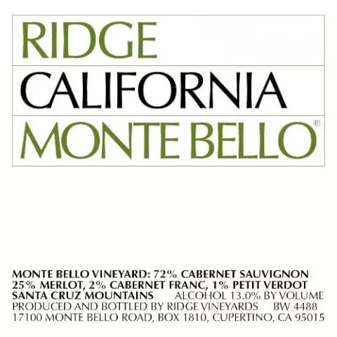 1992 Ridge Cabernet Sauvignon Monte Bello