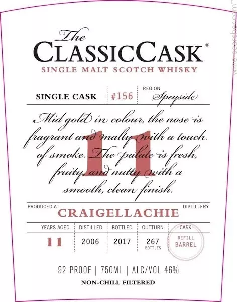 Craigellachie Classic Cask 11 yr(dist. 2006) Whiskey 750ml