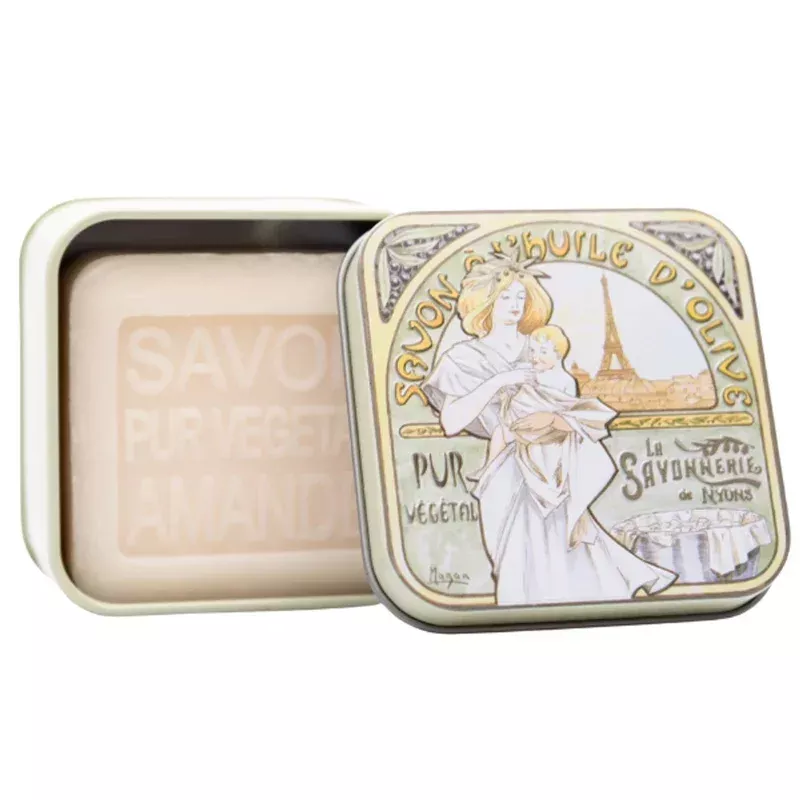 "Mucha 3" Almond Soap Tin - La Savonnerie de Nyons